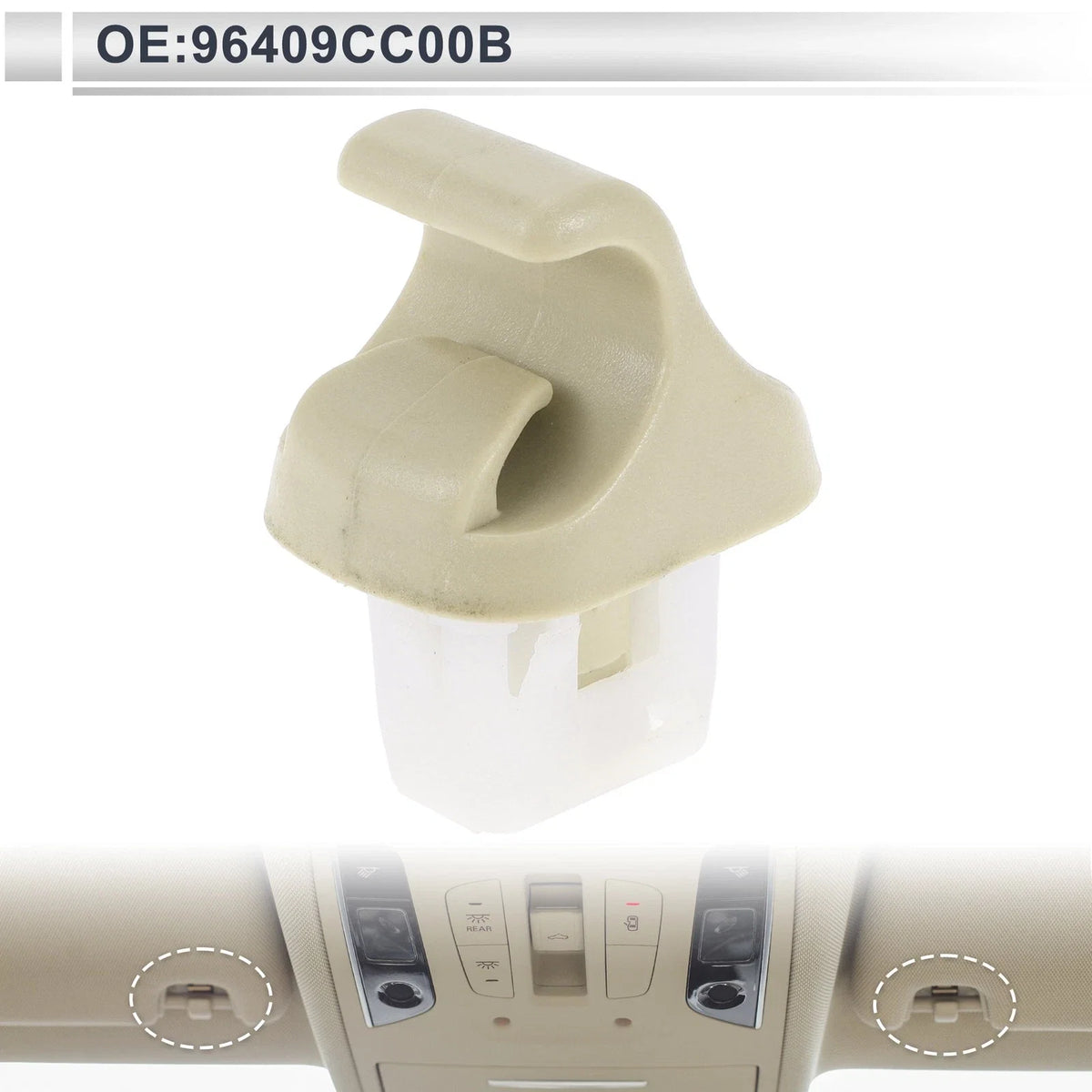 Sun Visor Holder Clip for Nissan Murano (2003–2007) No. 96409CC00B Beige
