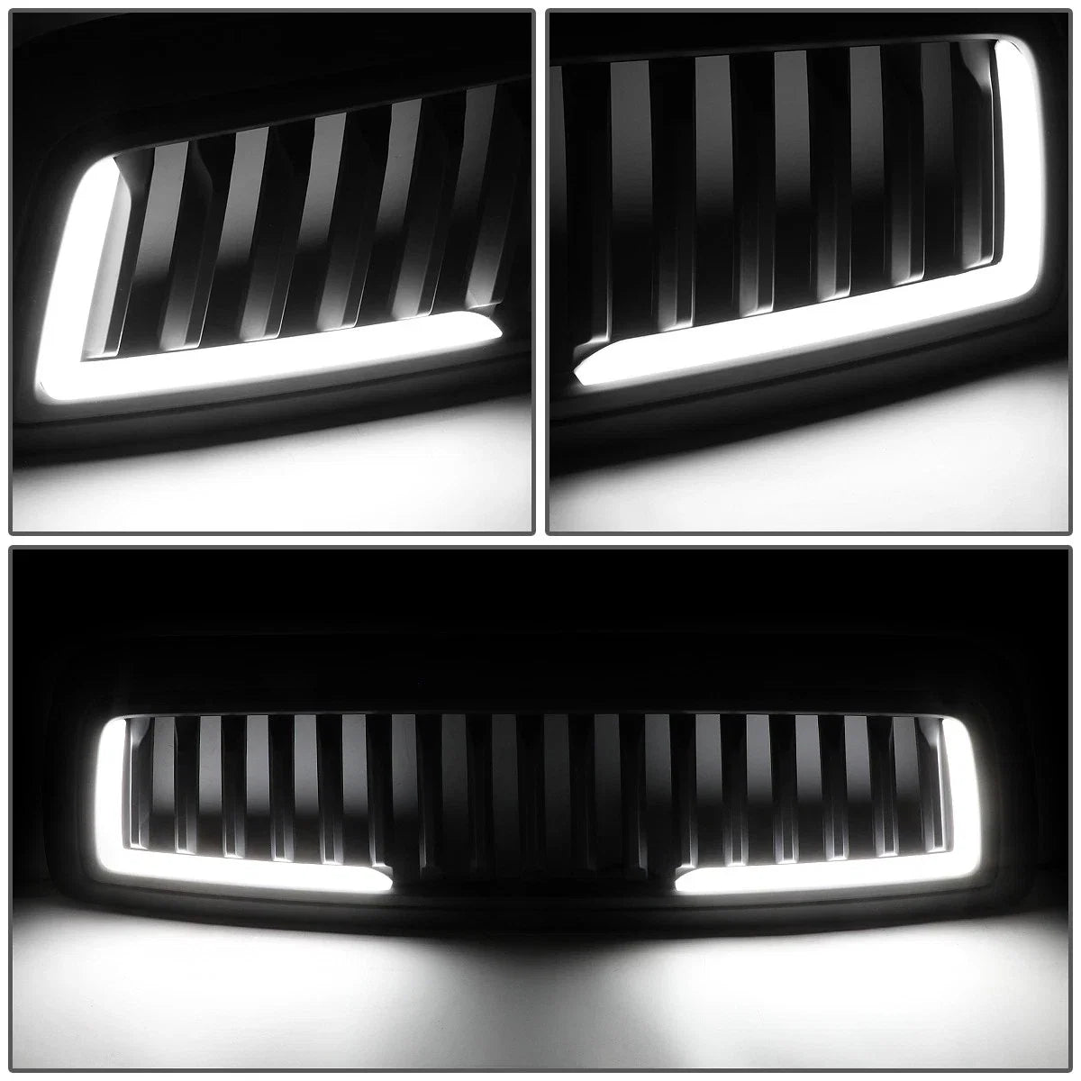 LED Vertical Slat Matte Front Hood Grille Frame for Dodge Ram 1500 (2009–2012)