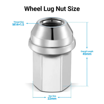 Lug Nuts for Chevrolet Silverado (1999–2006) 24pc 14x1.5 Chrome 7/8" Hex