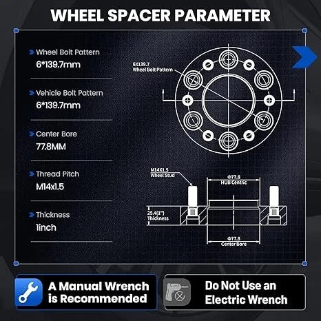 Set of 4 Wheel Spacers for Ram 1500 (2019–2024) 6x5.5" 6 Lugs