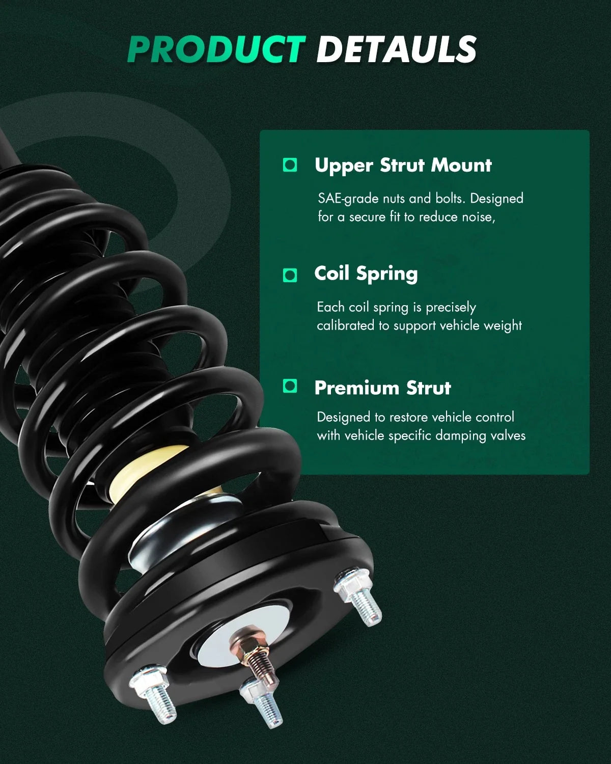 Front Struts Shocks Spring Assembly for Hyundai Sonata, Kia Optima, Magentis (2006–2010)