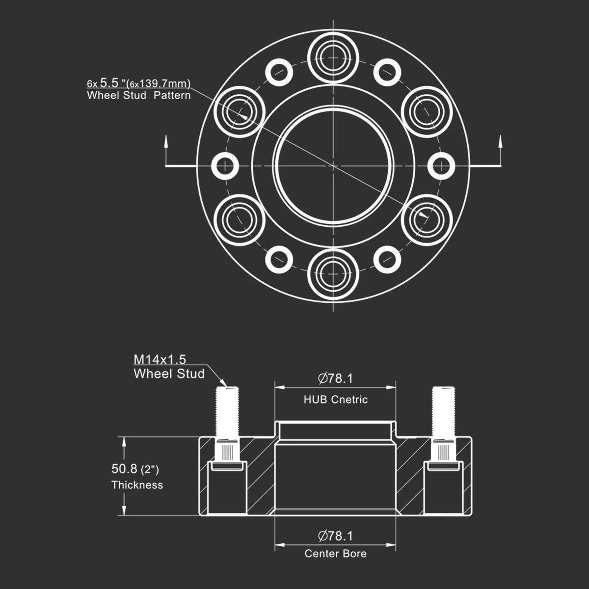 4PCS 2 in Hubcentric Wheel Spacers for Chevy Silverado 1500 GMC Sierra (2007–2024)