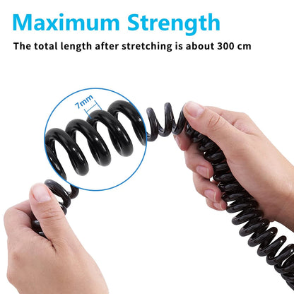 10ft Coiled SUP Leash for Surfboard (General) - Black