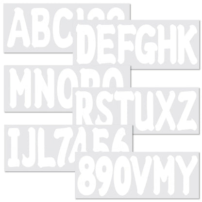 Set of 4 White Decal Letters & Numbers for Boat Registration (A-Z, 0-9)