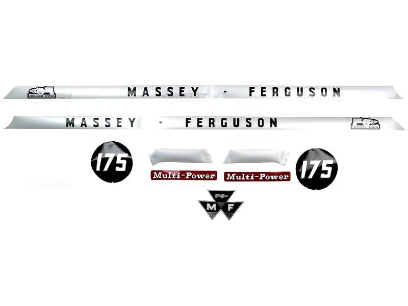 Bonnet Decal Set for Massey Ferguson 175 Tractors