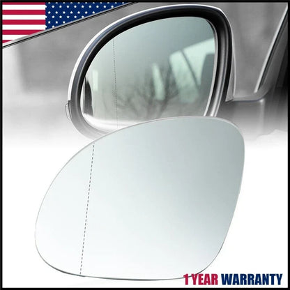 Heated Passenger Left Side Mirror Glass for VW Tiguan (2009–2017) w/Backing Plate