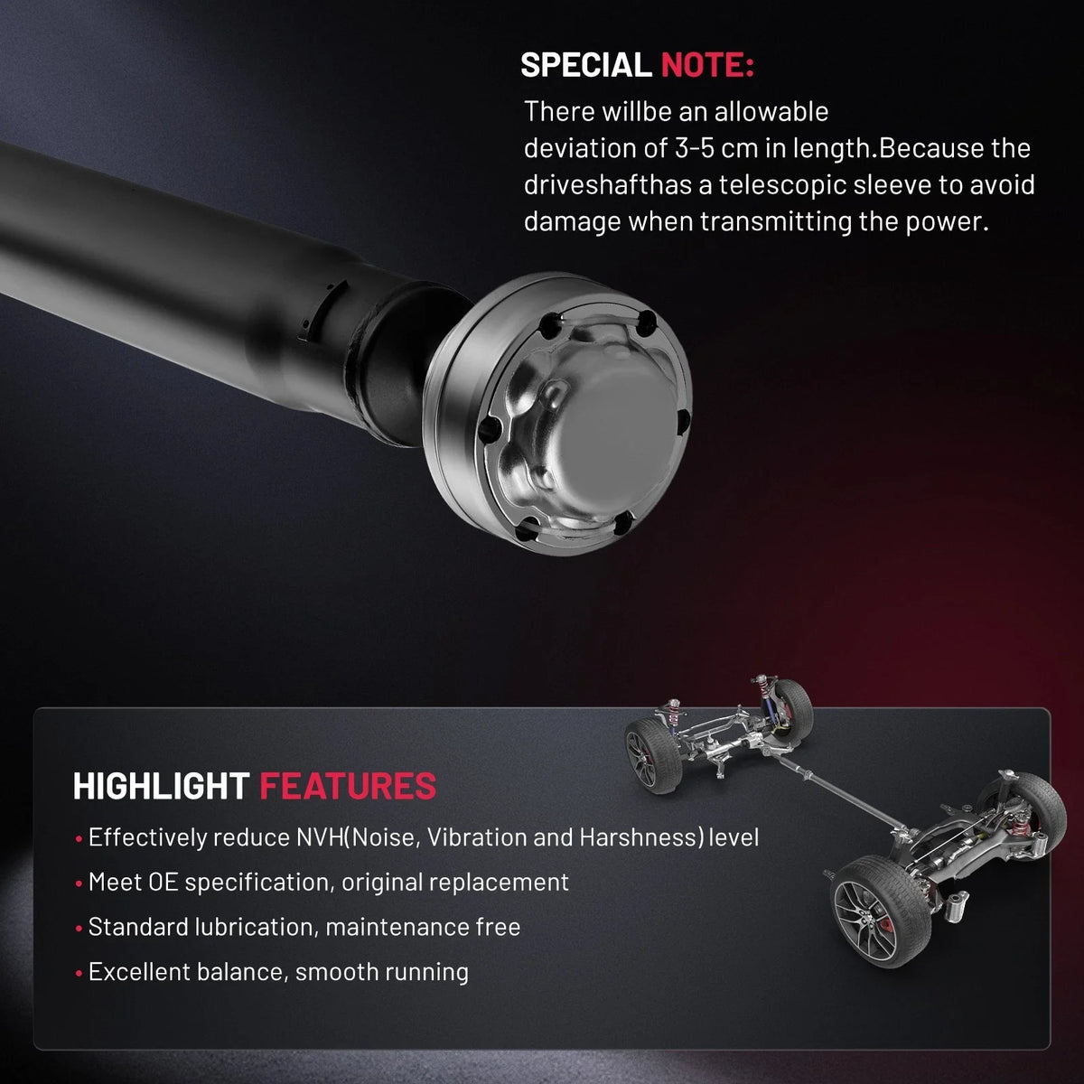 Rear Prop Drive Shaft for Dodge Challenger V8 5.7L 6.4L RWD (2015–2019) 986-220