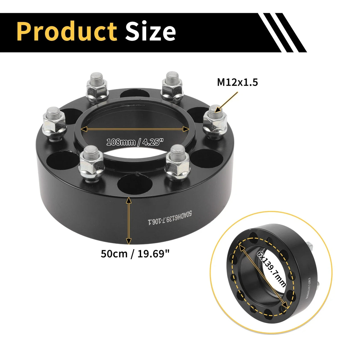 2Pcs Wheel Spacers 6x139.7mm M12x1.5 for Toyota Land Cruiser 
