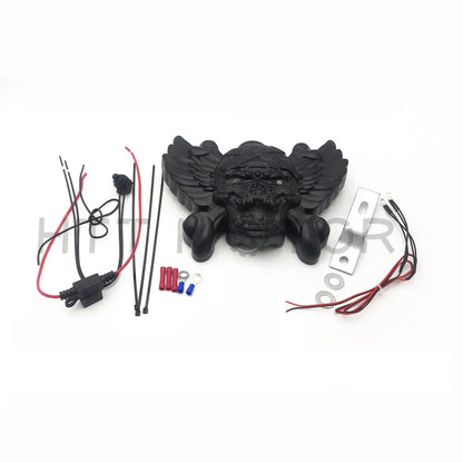 Black Skull Head Horn Cover with Red Light for Harley V-Rod (1992–2020)