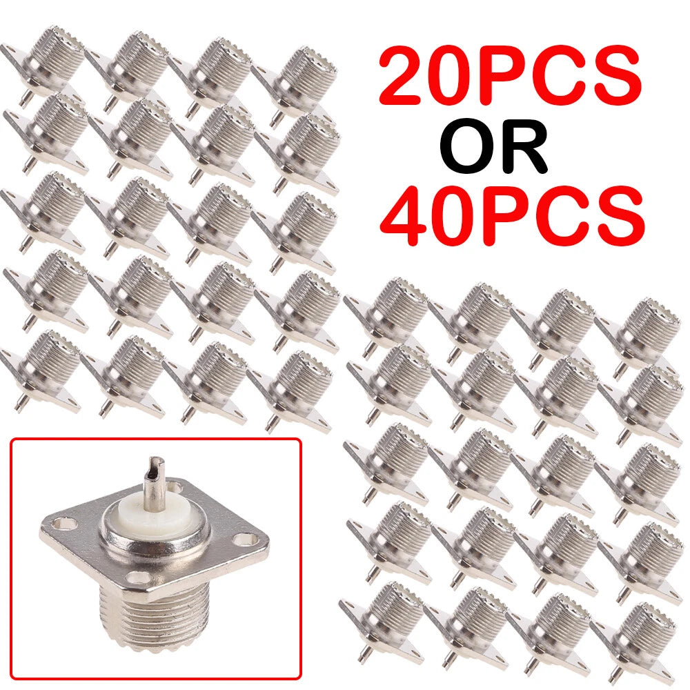 20PCS UHF Female Jack SO-239 Bulkhead Panel Chassis Mount Connector