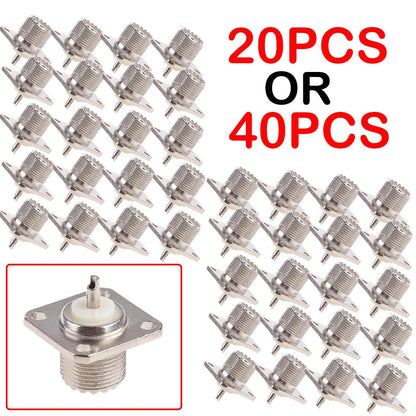 20PCS UHF Female Jack SO-239 Bulkhead Panel Chassis Mount Connector