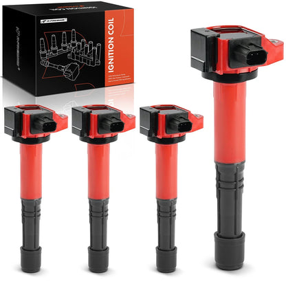 Set of 4 Red Ignition Coils for Honda CR-V (2015–2019) Accord (2013–2017) Acura TLX (2015–2020)