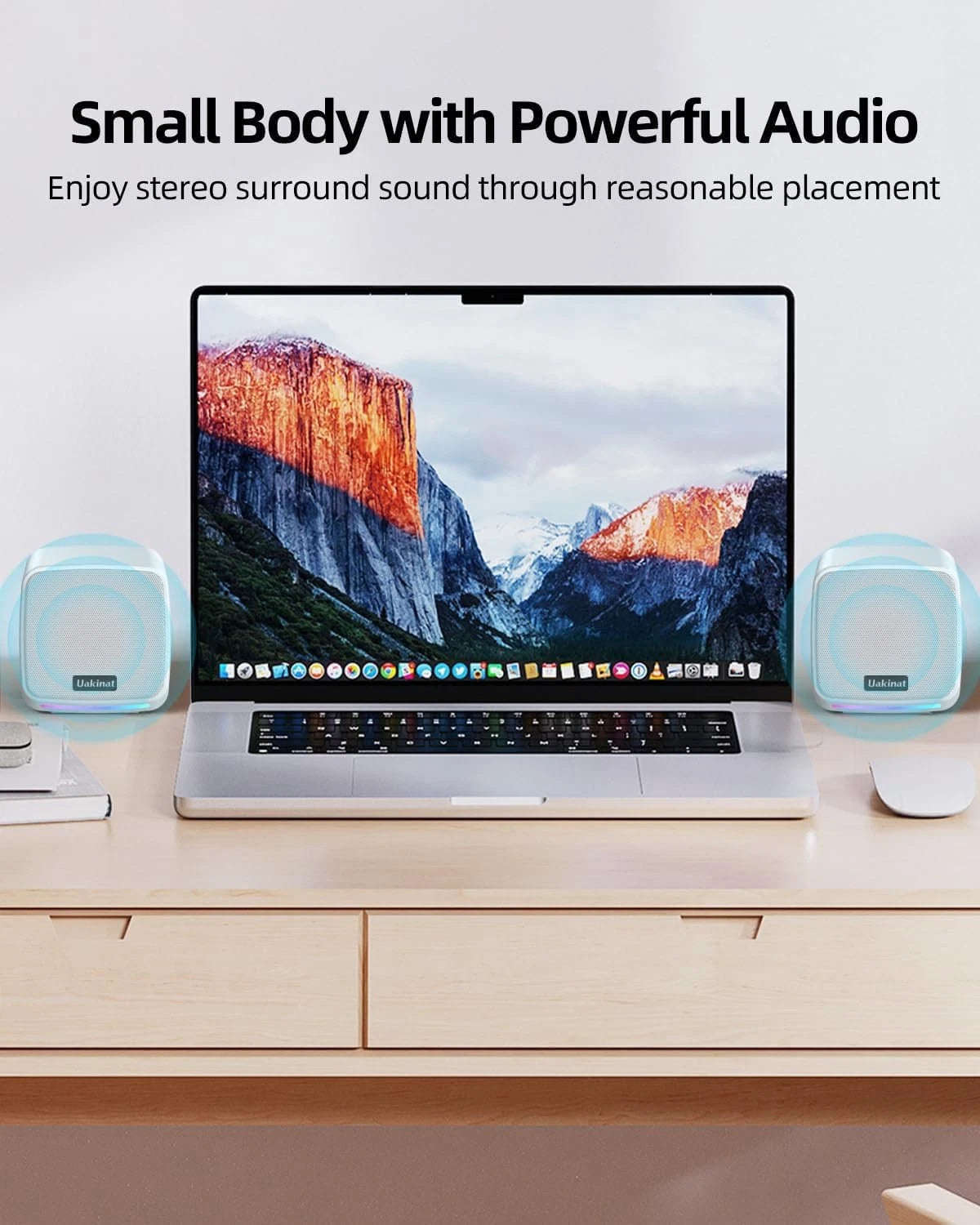 Uakinat USB Powered 3.5mm Aux Speakers for Desktop PC (No Part Numbers)