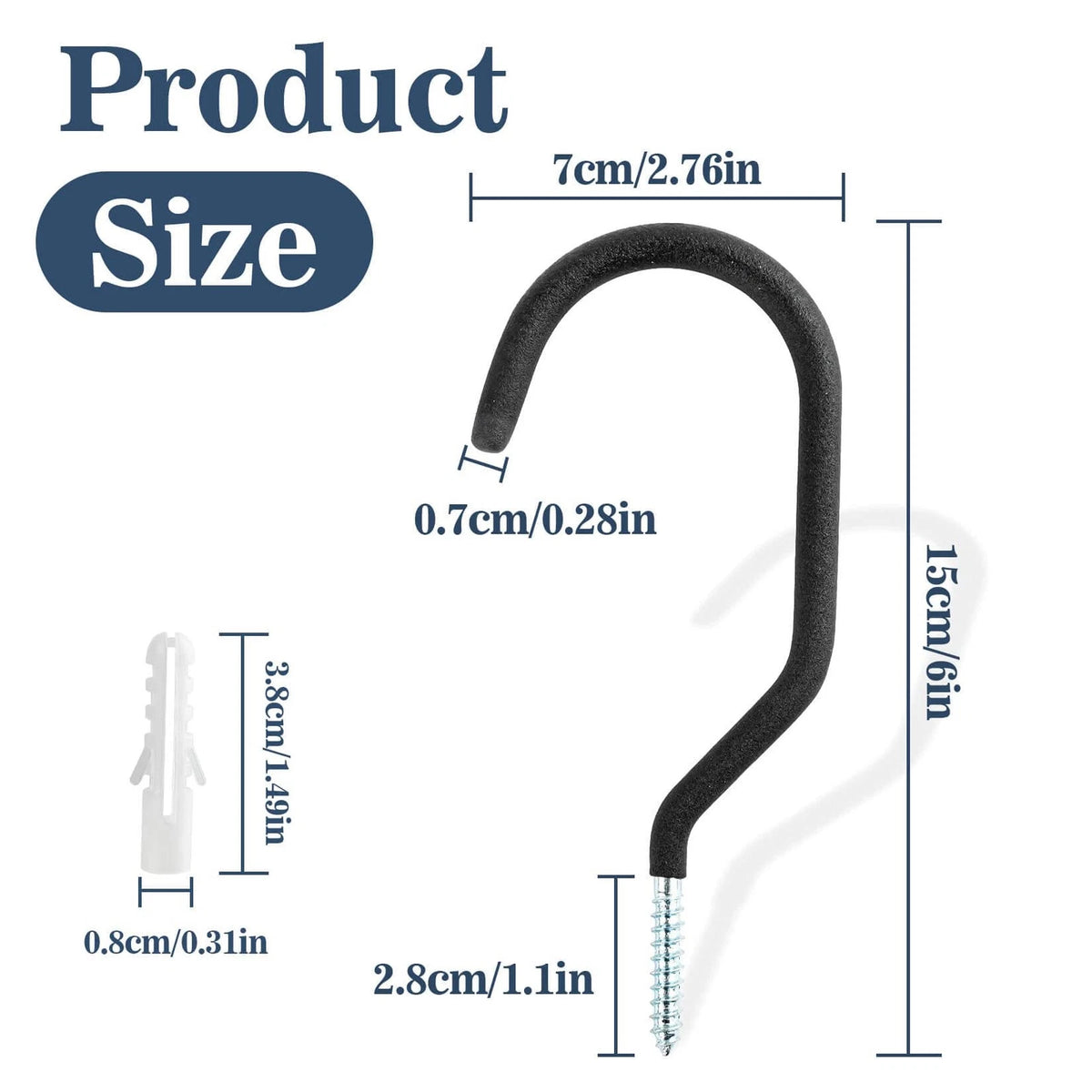 Set of 10 Heavy Duty Wall Mount Storage J Hooks for Bicycle & Ladder