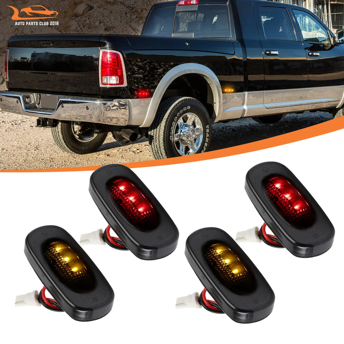 Set of 4 Smoked LED Fender Side Marker Lights for Dodge Ram 2500 3500 (2003–2018)