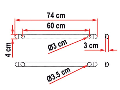 2X Perforated Aluminium Mounting Support Bars for Motorhome (98656B682)