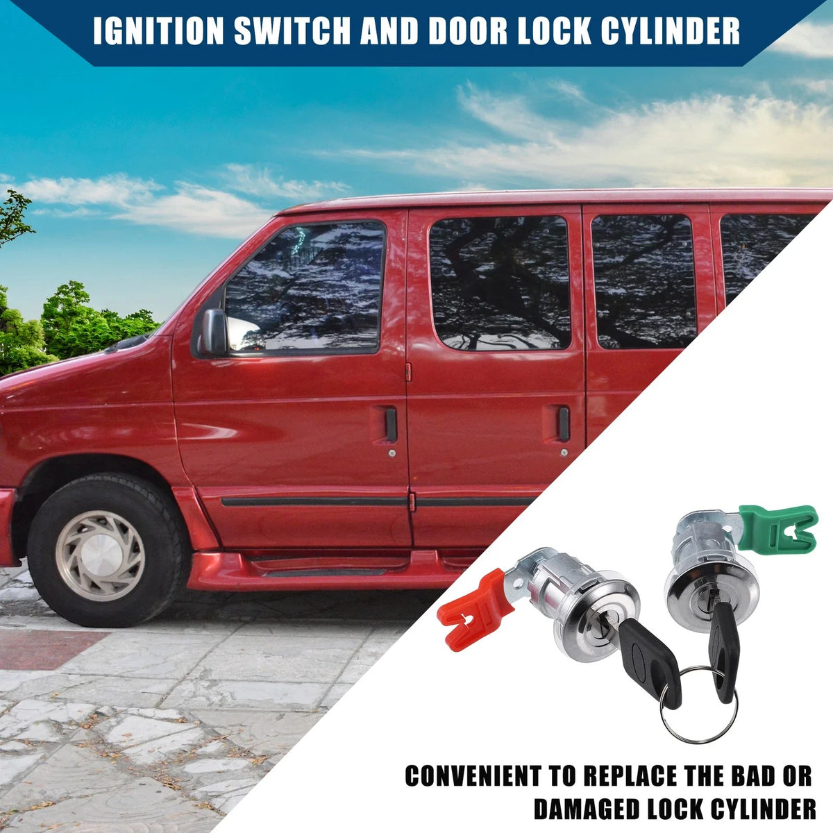 Ignition Switch Door Lock Cylinder w/ Key for Ford E150 E250 E350 (2004–2014)