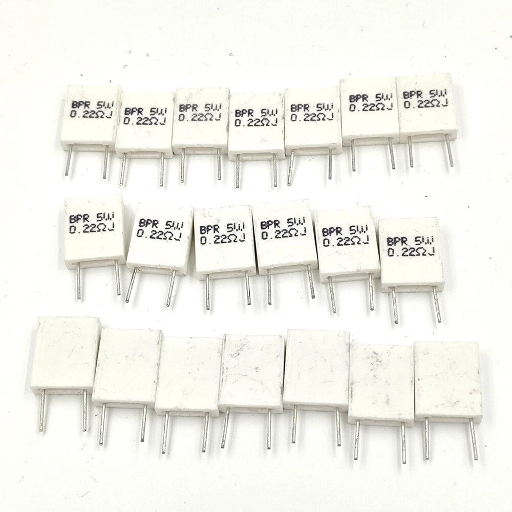 20pcs 5W Wirewound Non-Inductive Cement Resistor 0.22R for Universal Use