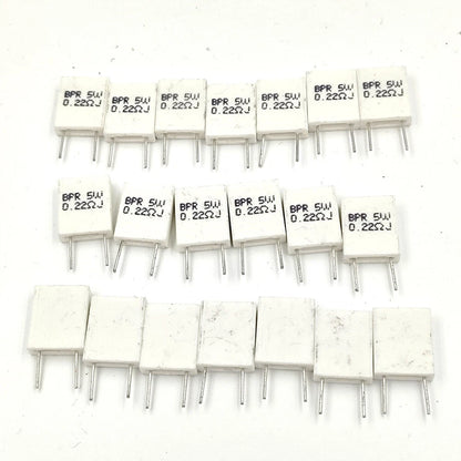 20pcs 5W Wirewound Non-Inductive Cement Resistor 0.22R for Universal Use
