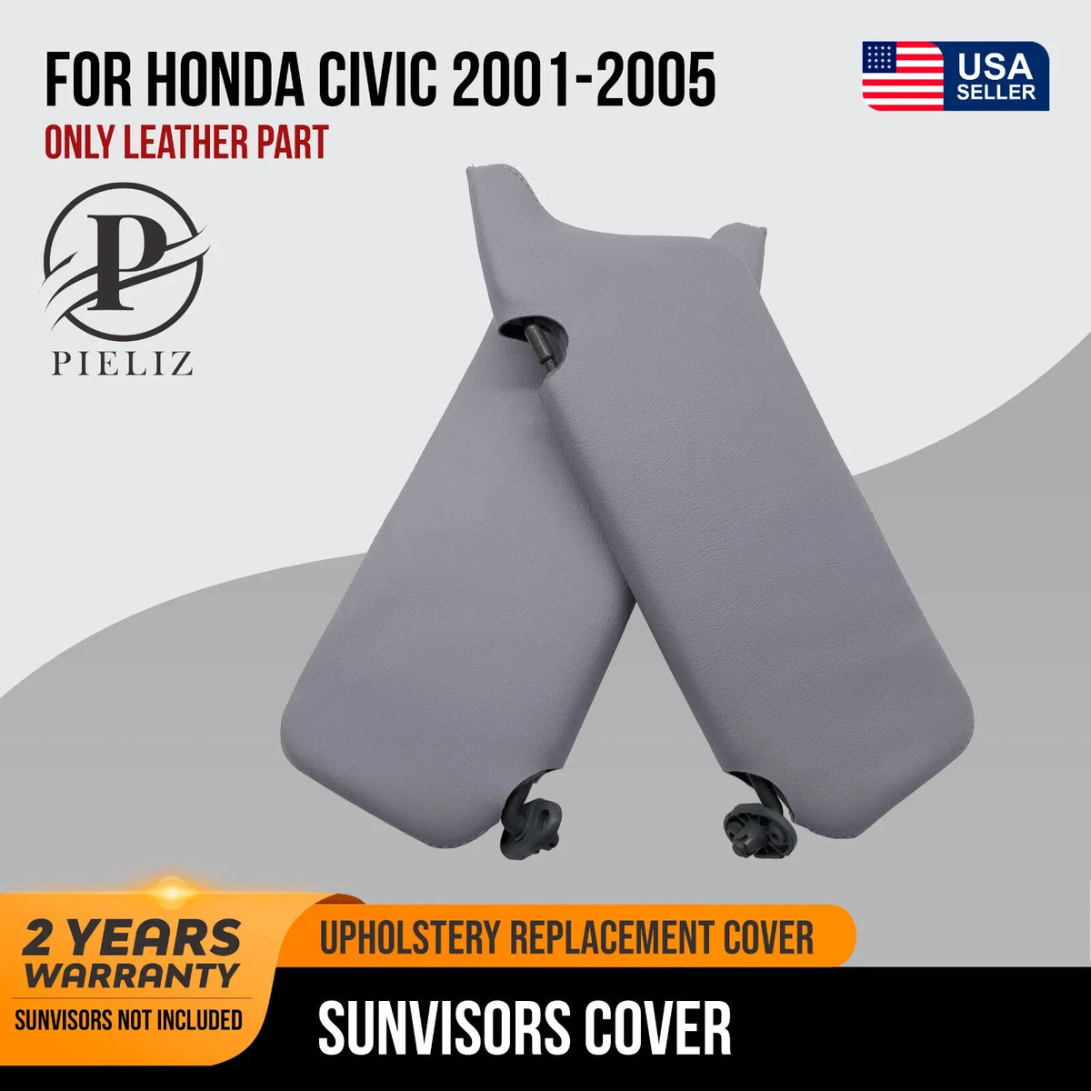 Sunvisors Cover Skin for Honda Civic (2001–2005) Gray PVC Leather