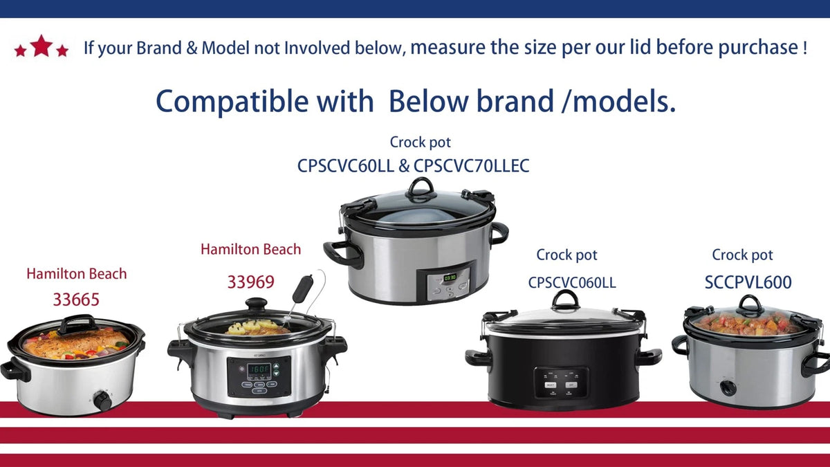 Oval Glass Lid for 6 Qt Slow Cooker (Crock Pot, Hamilton Beach)