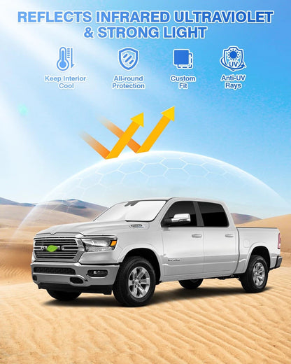 6PCS Sunshades for Dodge Ram 1500 (2019–2026) Windshield & Window Covers