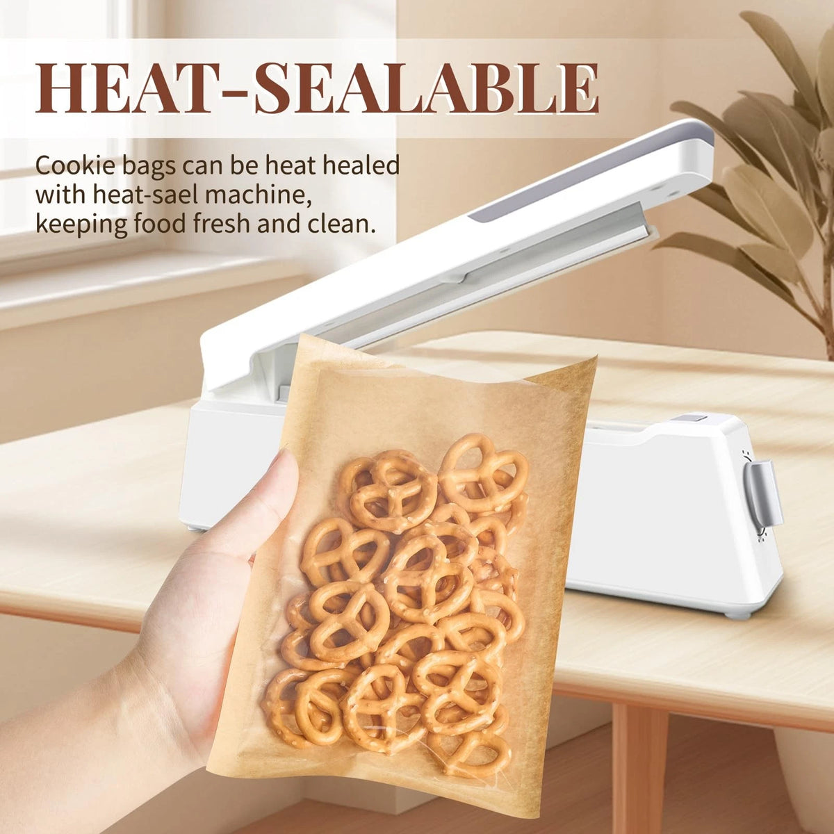 100 Pack Heat-Sealable Cookie Bags with Window for Small Treats