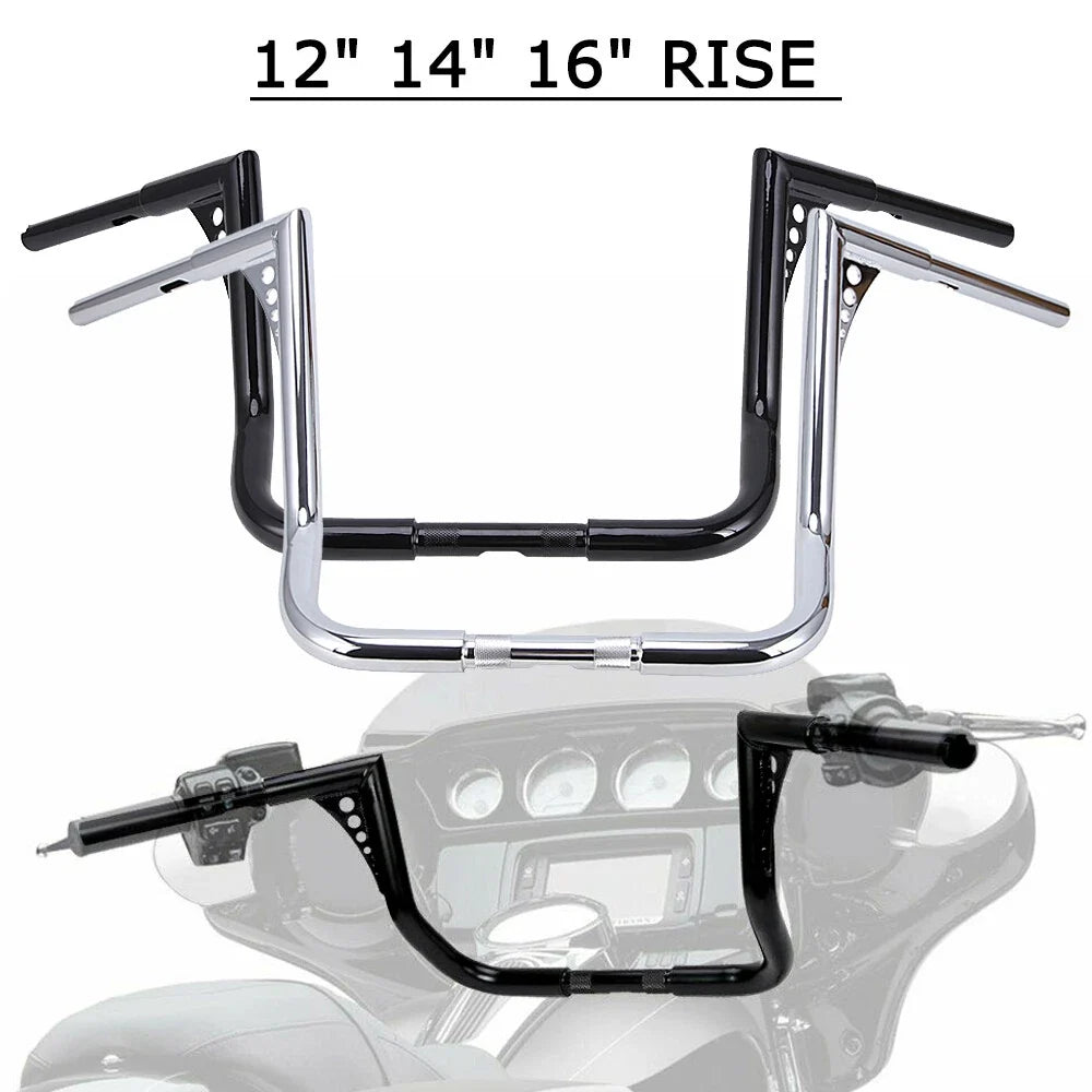 Ape Hanger Handlebar for Harley Touring Electra Glide (1982–2024) Black/Chrome
