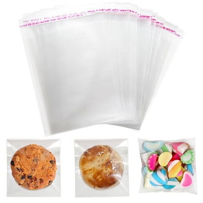 200 Pcs Clear Cookie Bags with Seal for Various Uses (4x4 Inches)