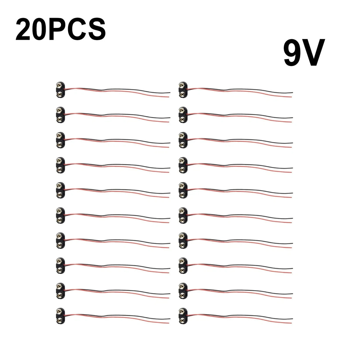 20X 9V Battery Clips T Type Connector Hard Shell