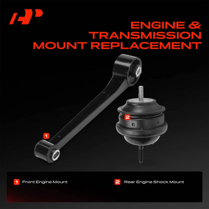 2X Engine Mount & Engine Shock Mount for Buick Lucerne, Cadillac DTS (2006–2011)