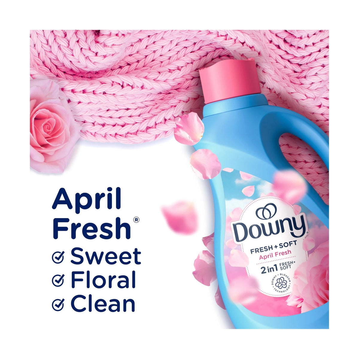 Downy Soft 2 in 1 Liquid Fabric Softener for Freshness (44 Fl Oz)