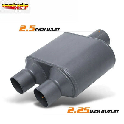 2.5" Inlet/Dual 2.25" Outlet Stainless Steel 409 Chambered Exhaust Muffler