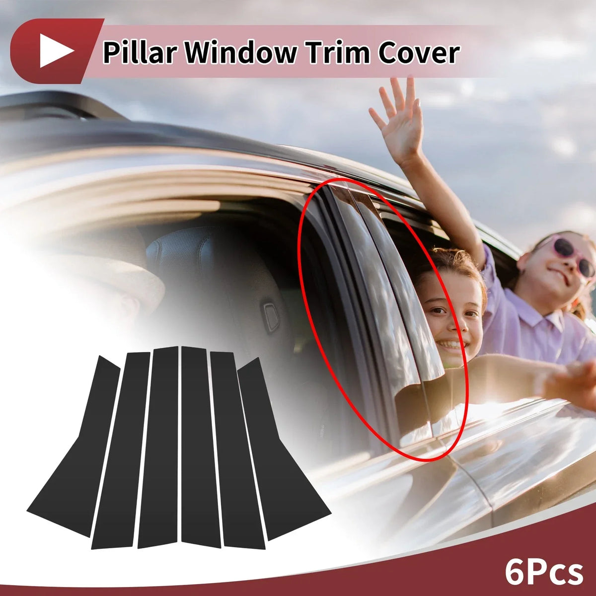 6 Pcs Car Door Pillar Window Trim for Honda CR-V (2012–2016) Black