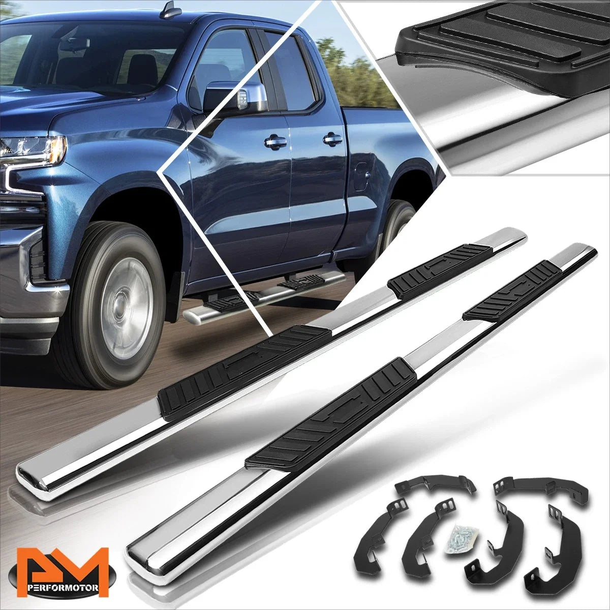 Set of 2 Oval Side Step Nerf Bars for Silverado/Sierra (2019–2021)
