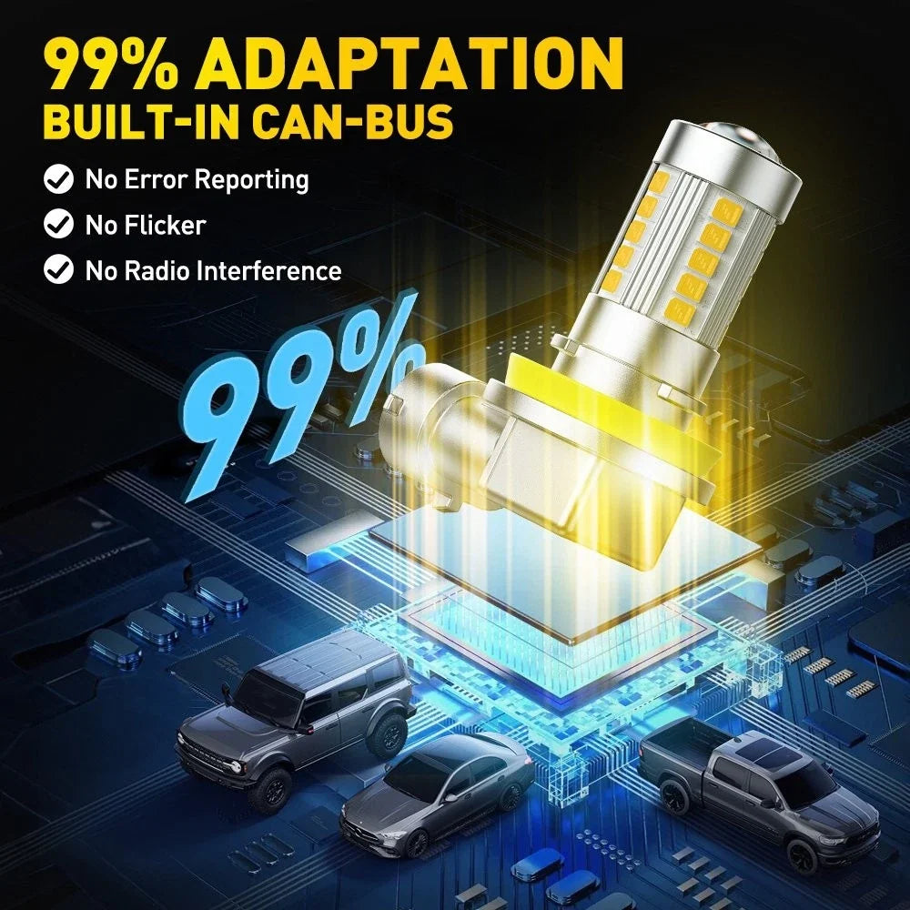 2X H11 H8 LED Fog Light Bulbs Conversion Kit 100W 5000LM 3000K for