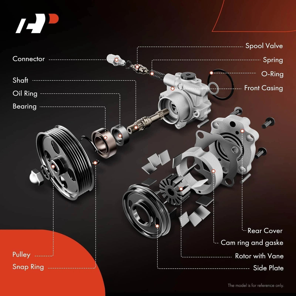 Power Steering Pump with Pulley for Compatible Vehicles