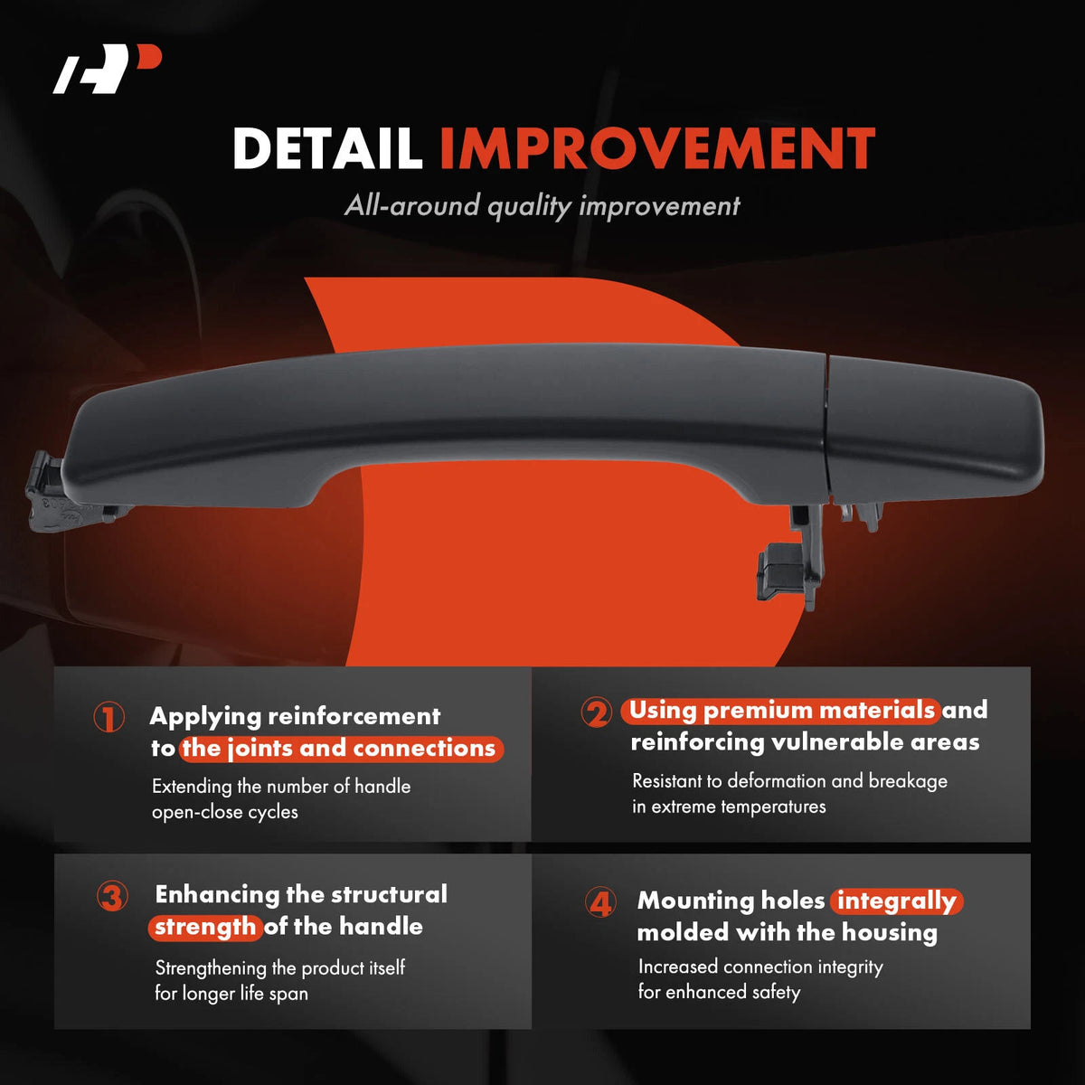 2X Rear Exterior Door Handle for Kia Soul (2014–2019) 83661-B2010, 83662-B2010