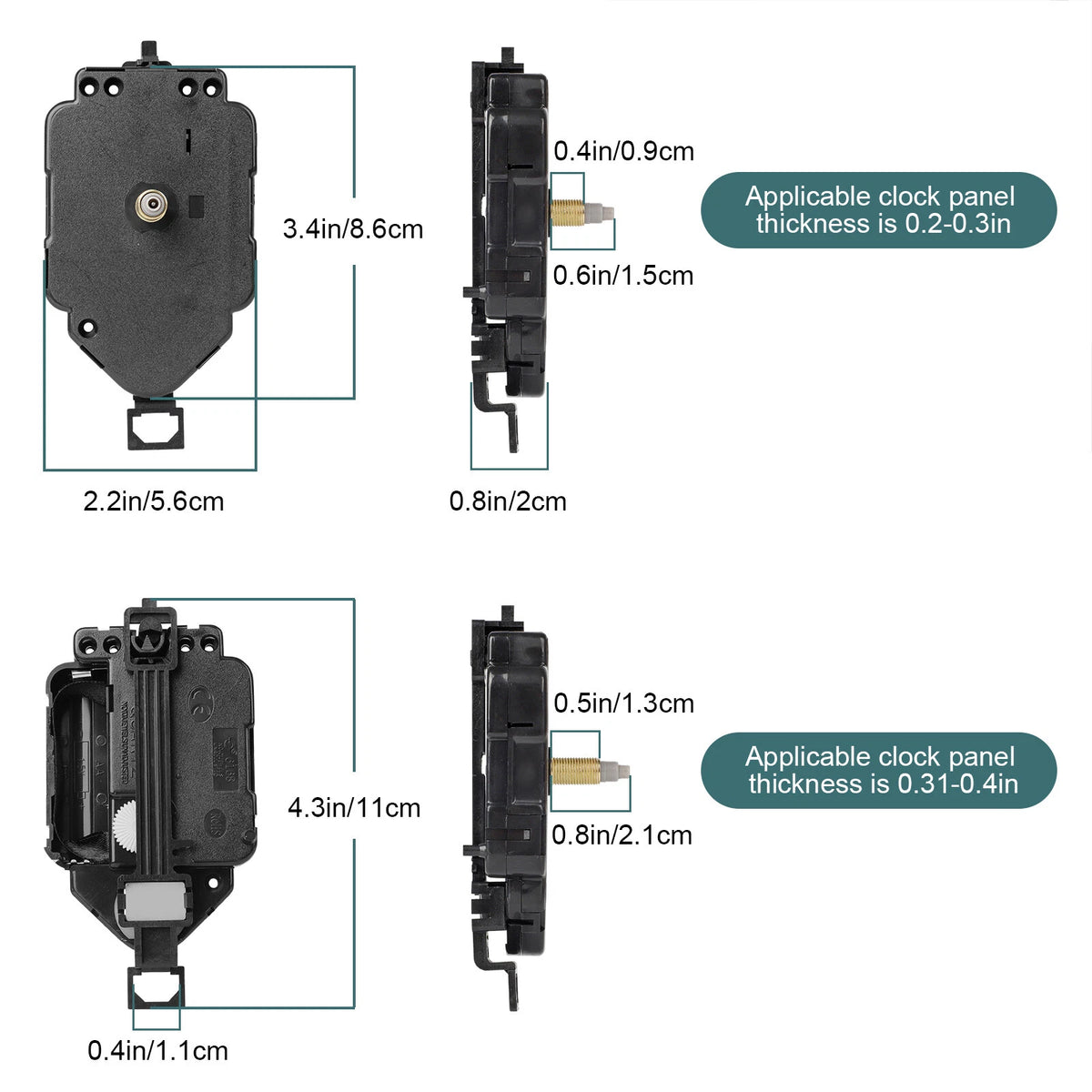 Set of 2 Quartz Wall Clock Movement Mechanism DIY Repair Tool Kit