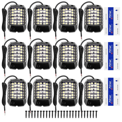 12 Pod White Rock Light Kit for Off-road Vehicle Truck ATV SUV