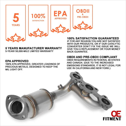 Exhaust Manifold Catalytic Converter Left for Highlander/Sienna/RX330 (2004–2007)