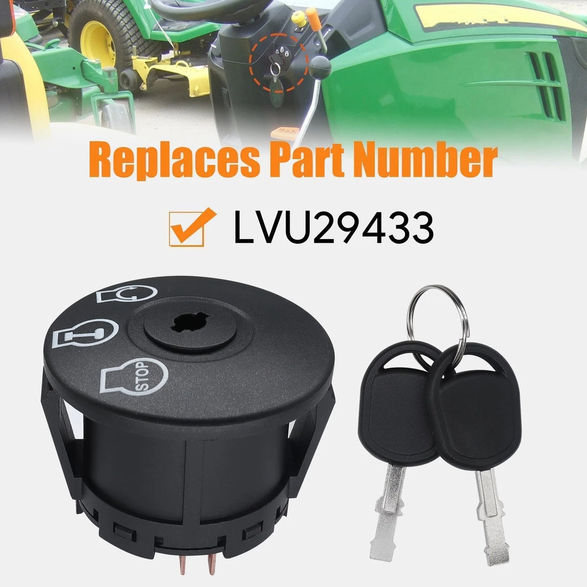 Starter Ignition Switch with 2 Keys for John Deere Small