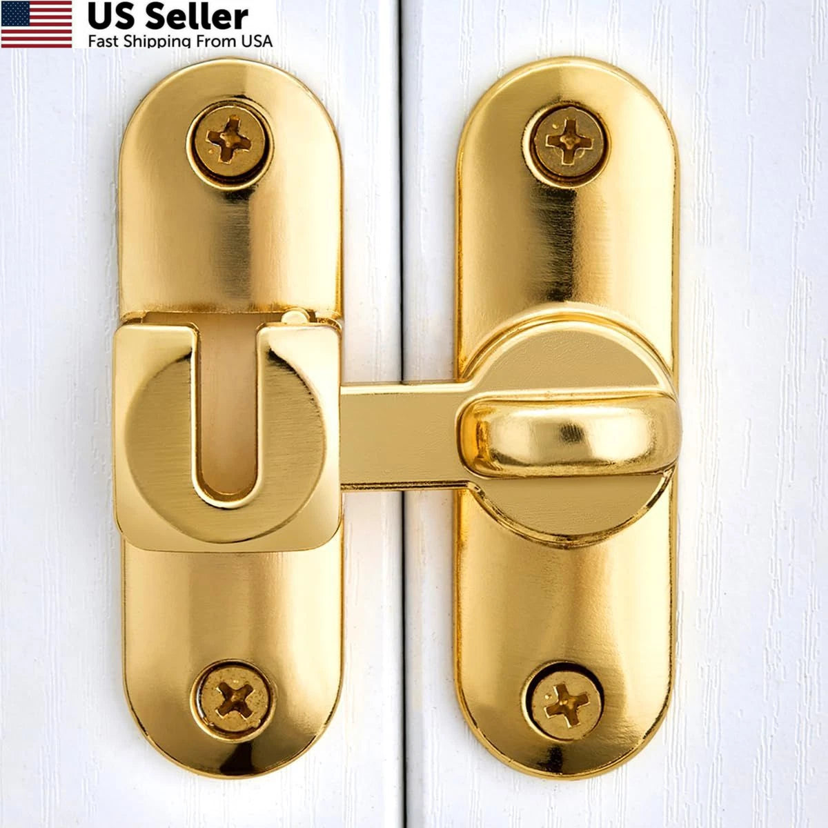 2X Barn Door Latches for Wocoe Gold (90/180°) - Right Angle Lock, Zinc Alloy