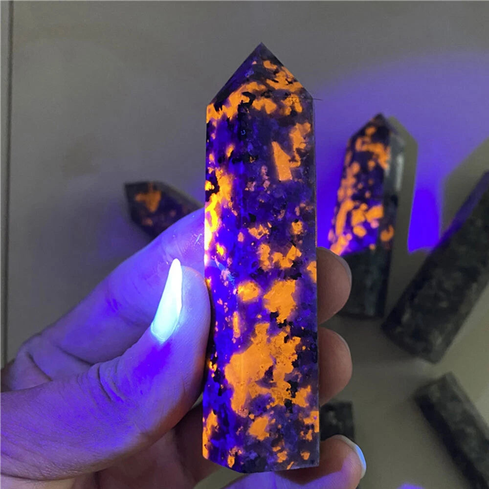 Natural Yooperlite Quartz Obelisk Crystal Point Wand for Reiki Healing