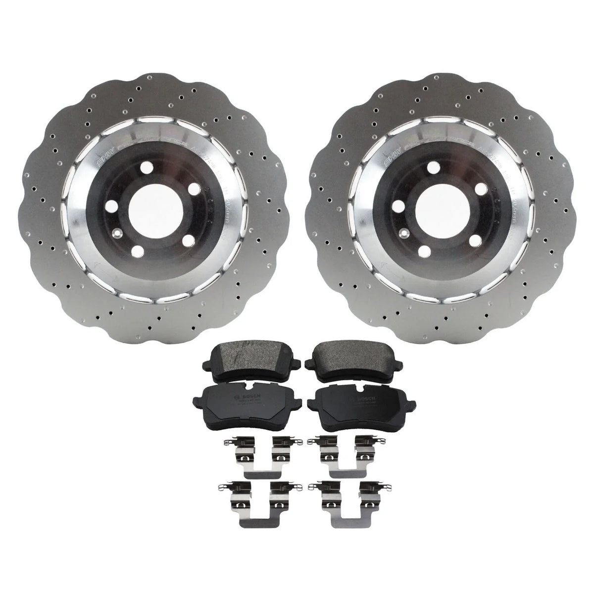 SHW Rear 356mm Rotors & Bosch Quietcast Pads for Audi RS7 (2013–2018)