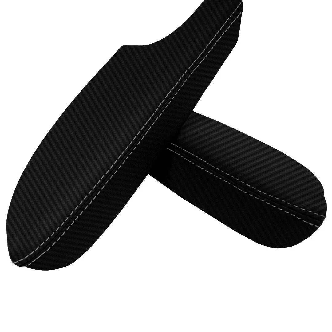 Door Panel Armrest Cover for Acura TSX (2009–2014) - PVC Carbon, Gray Stitch