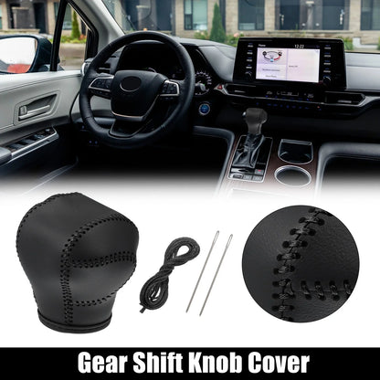 Gear Shift Knob Cover Trim for Toyota Sienna (2021–2022) w/ Black Stitches