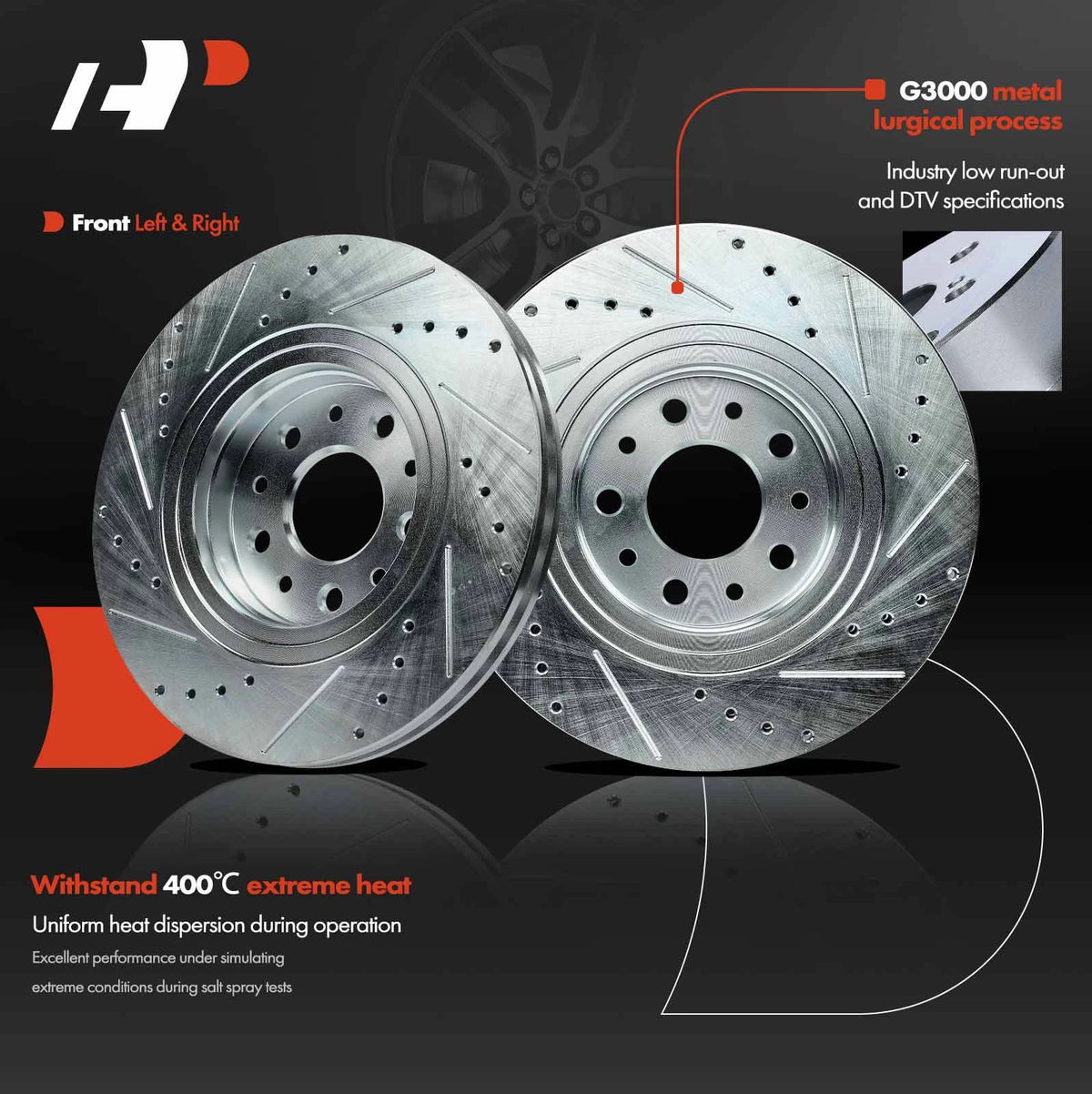 Front Side Drilled Brake Rotor for Ford Taurus Mercury Sable (2008–2009) S-54126