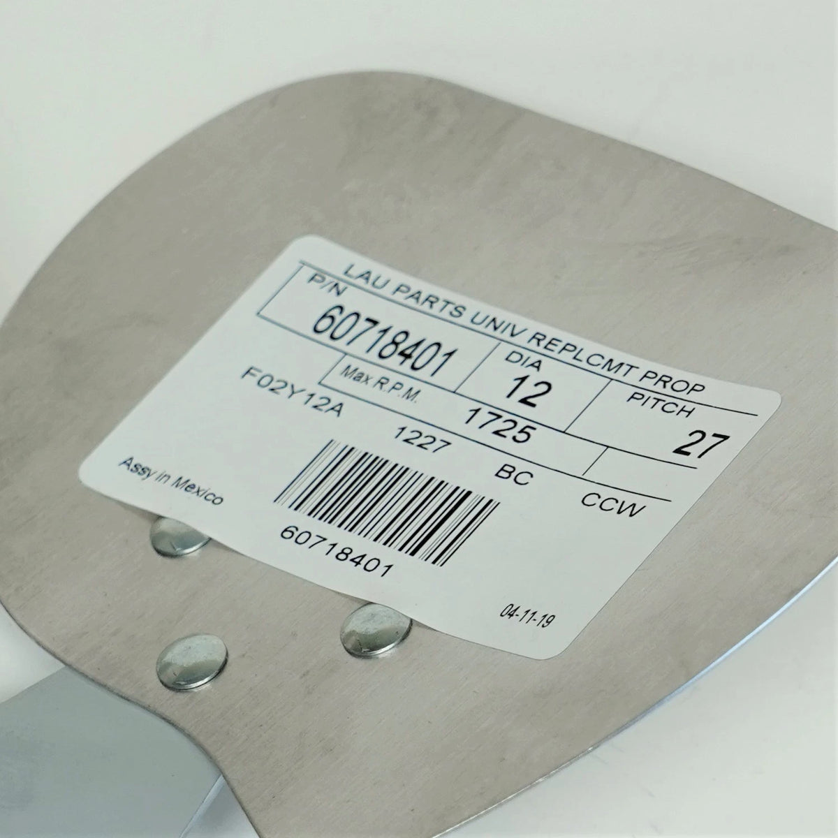 12" Fan Blade for Lau 60718401 (CCW Rotation, 27 Degree Pitch)