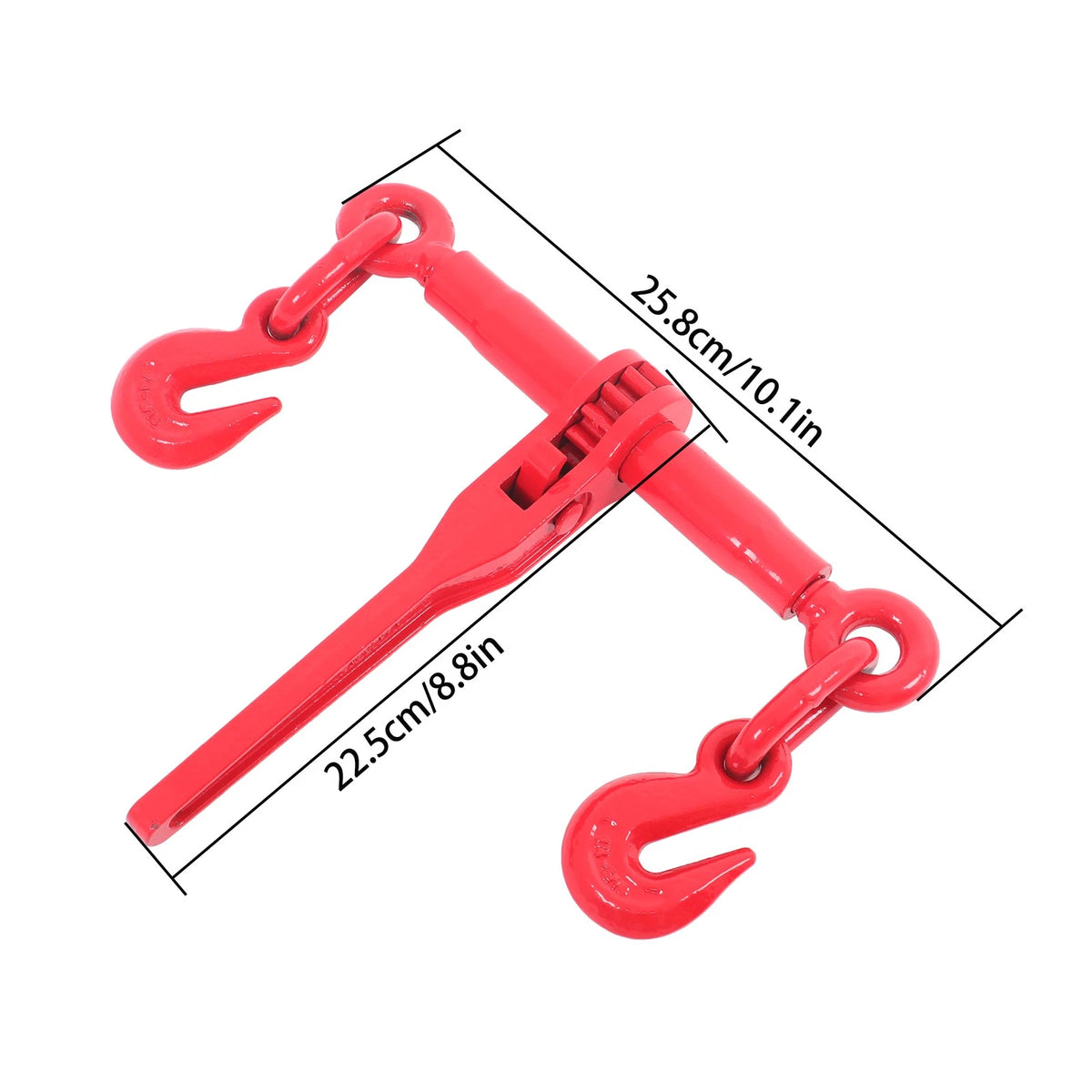 Set of 2 G70 Adjustable Chain Binders with Grab Hook 7800lbs 1/4in-5/16in Steel Red